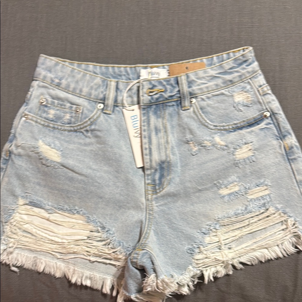 Bluivy Blue Distressed Jean Shorts